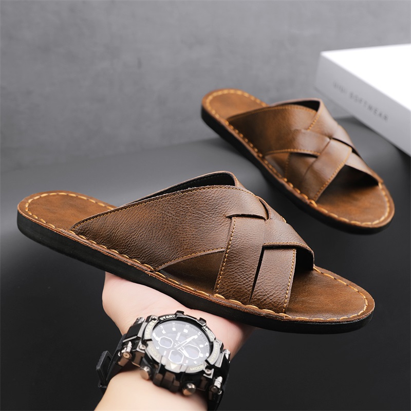 Men'S Shoes Top Brands - Sandal Kasual Pria Kulit Asli Sandal