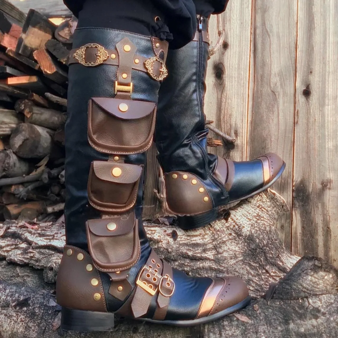 Men Shoes Europe To Us - Sepatu Bot Tinggi Steampunk Abad Pertengahan