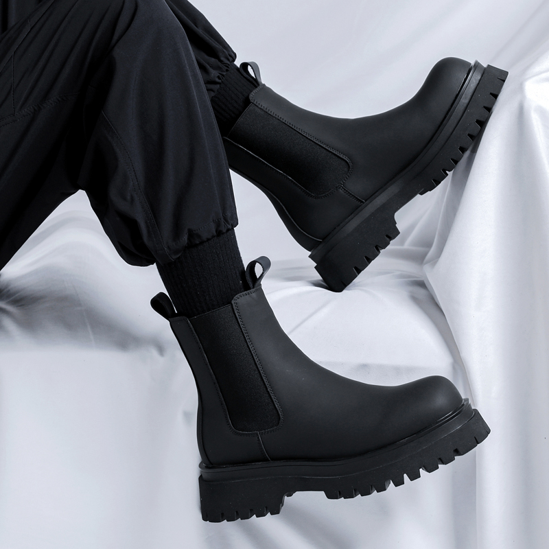 Men Shoes Type - Sepatu Boots Hitam Tinggi Model Platform