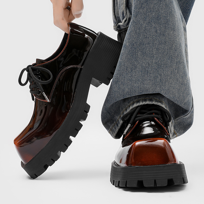 Sepatu kulit pria berhak tebal - Men Shoes For Office Work ulasan dan harga
