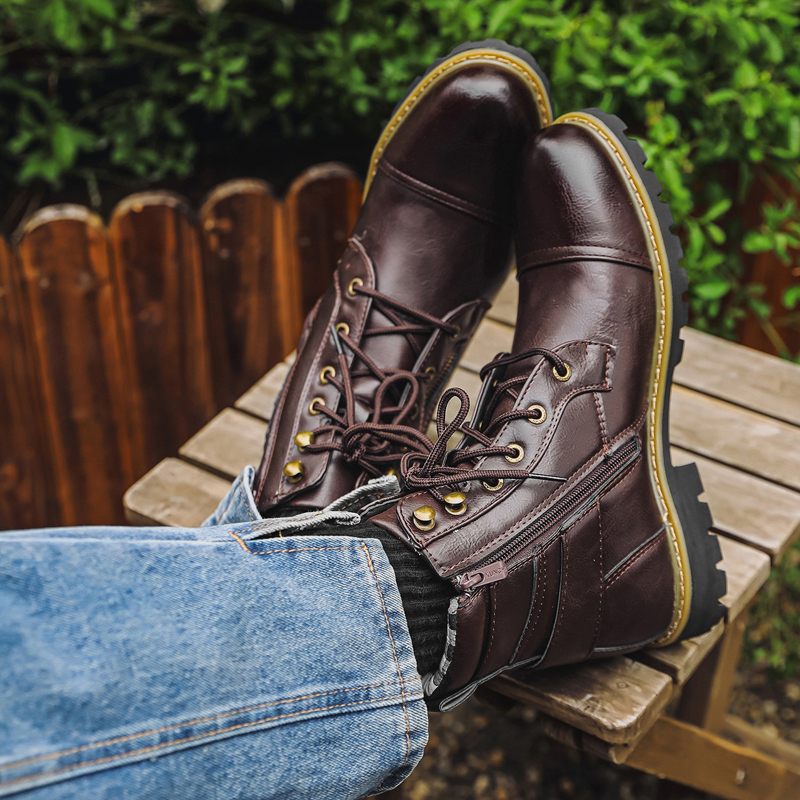 Sepatu Bot Kulit Pria Berkuali - Men Shoes Type ulasan dan harga